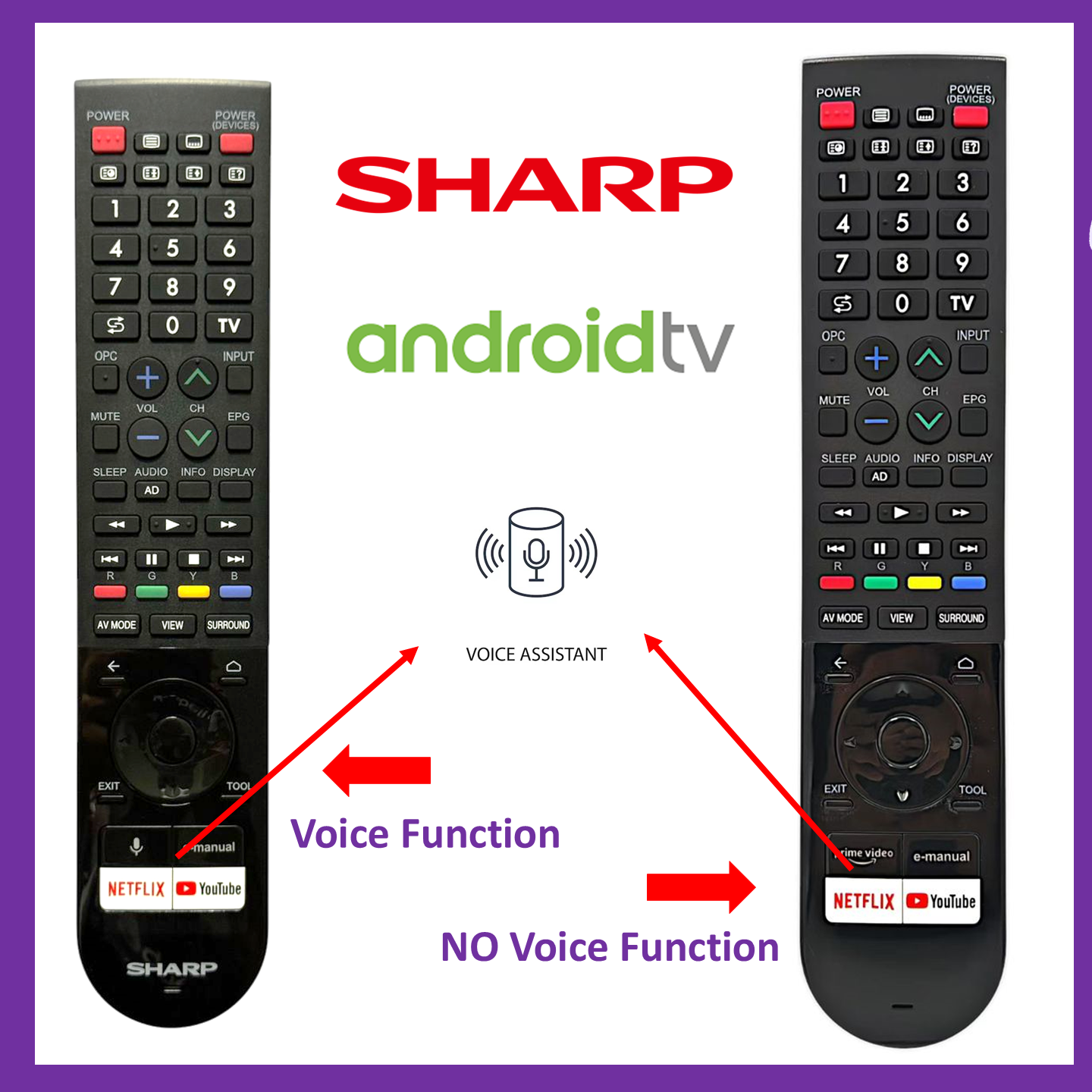 GB238WJSA Sharp Aquos Android TV Remote Control Voice Function Remote ...
