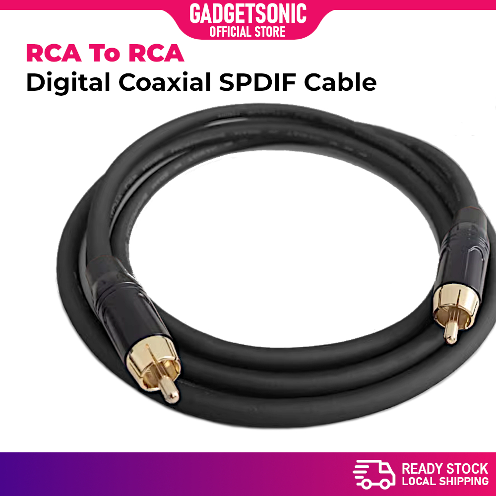 Digital Coaxial SPDIF Cable RCA To RCA For Stereo Music Soundbar Home ...