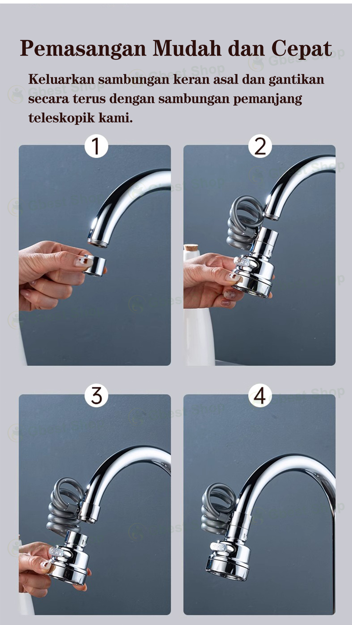 Sink Faucet Spring extender pipe Kitchen Sink Water tap spray head Tap ...