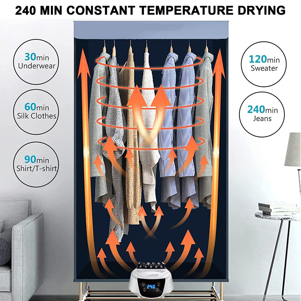 1100W Wind Powerful Clothes Dryer Machine Dryer Baju Portable Warm Air ...