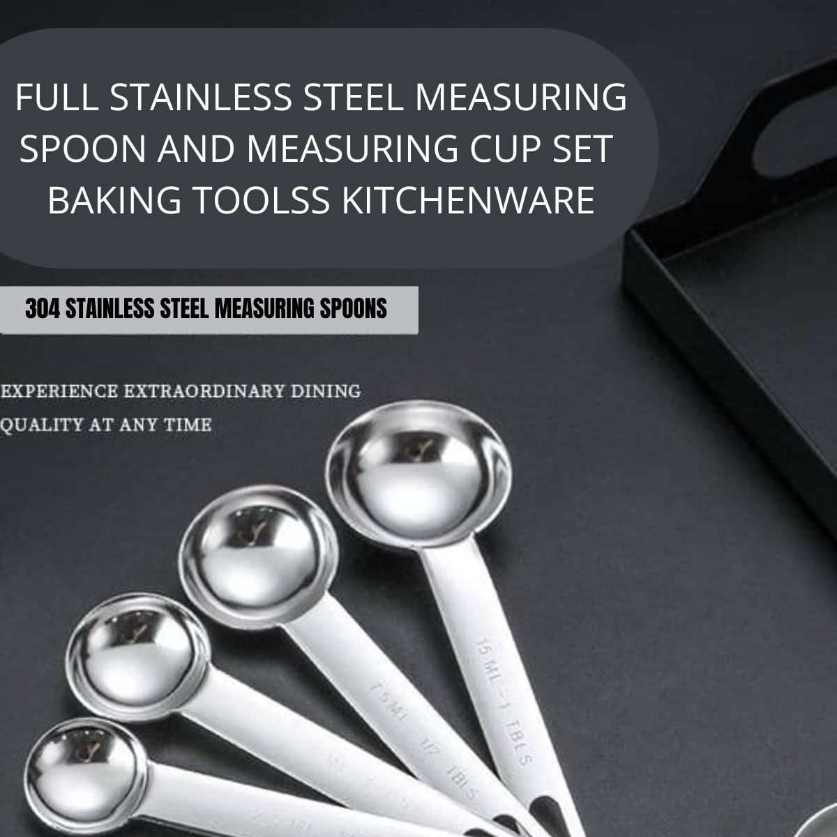 Full Stainless Steel Measuring Spoon and Measuring Cup Set Baking Tools ...