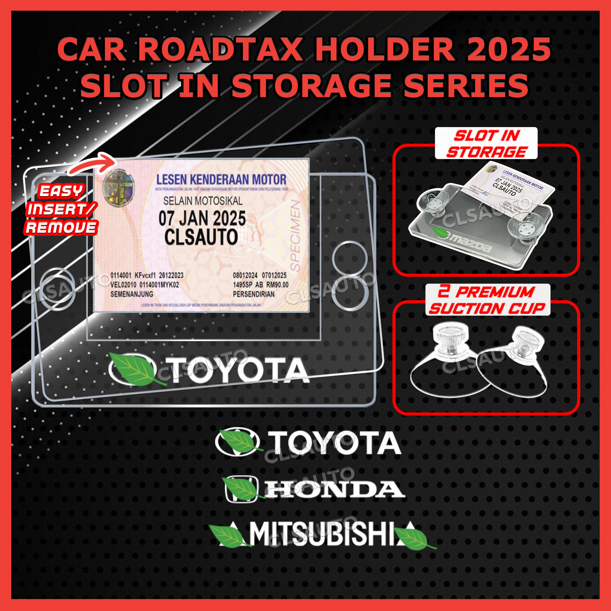 Car Roadtax Holder 2025 Slot in Storage Series Rotek Rotex Kereta Cover ...