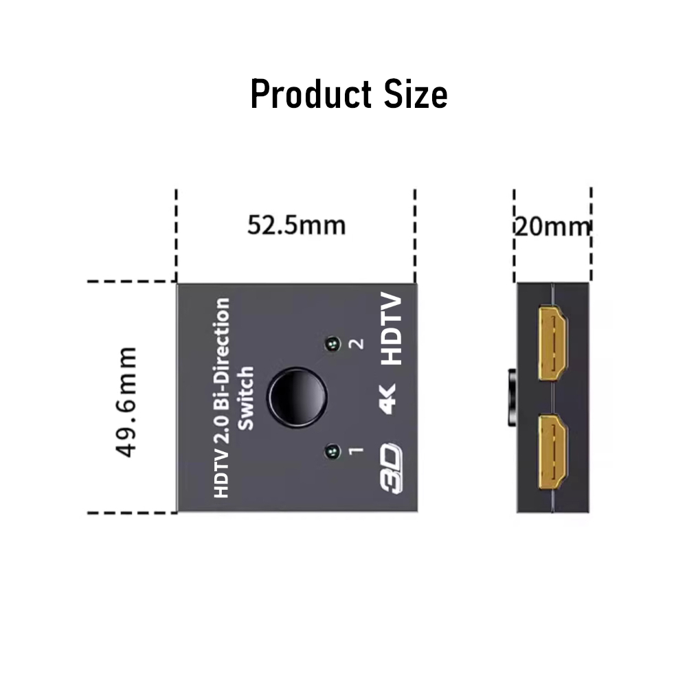 HDMI 4K Two Way Display Switch 2 In 1 Out Bi-Directional 1x2 / 2x1 ...