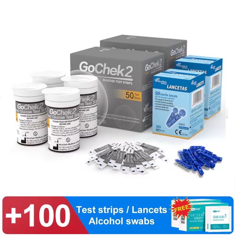 50/100pcs Gochek2 Glucose Test Strips and Lancets (No Monitor, only ...