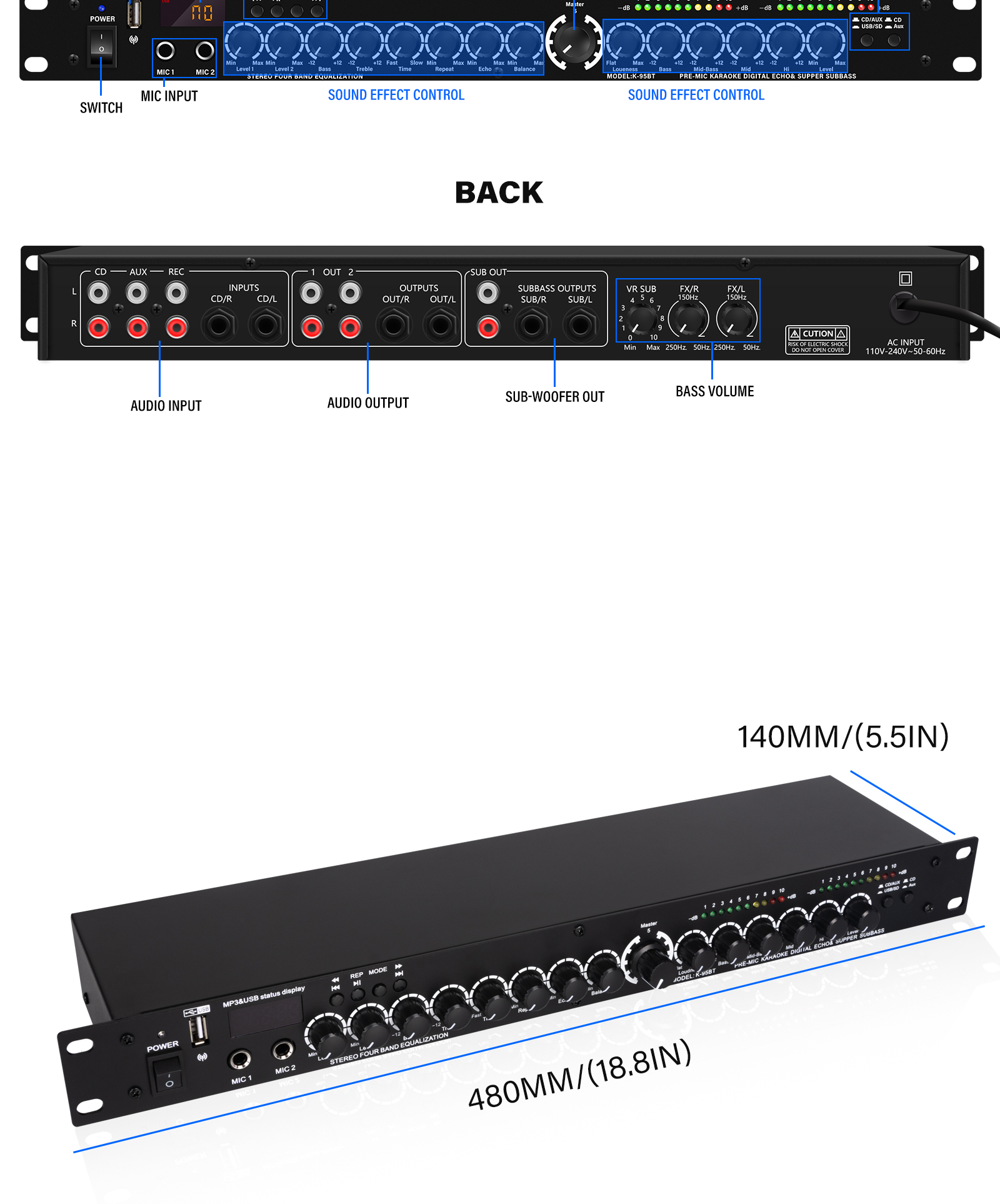 Effector built-in DSP pre-effector Adjust sound effects Singing ...
