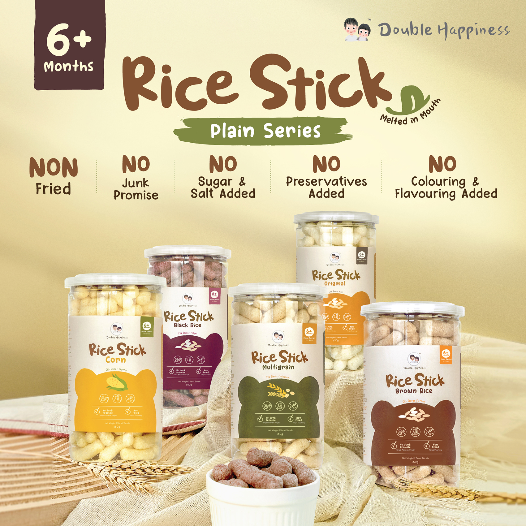 Double Happiness Rice Stick 10g/50g(original/black rice/brown rice/corn ...