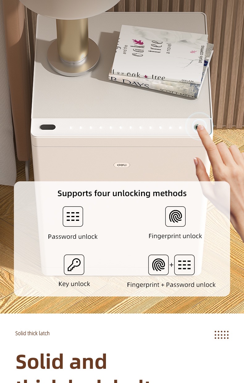 Vusign Peti Besi Bedside Fingerprint Password Safe Box Security Cabinet ...