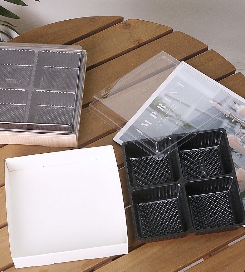 4 grids M/ L Dessert Packing Box Mooncake box Brownie packing box Cake ...