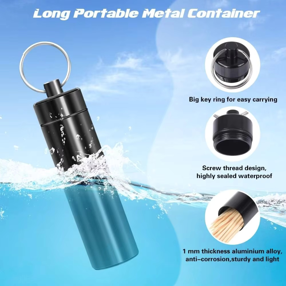 Waterproof Aluminum Keychain Emergency Tablet Pill Capsule Medicine ...