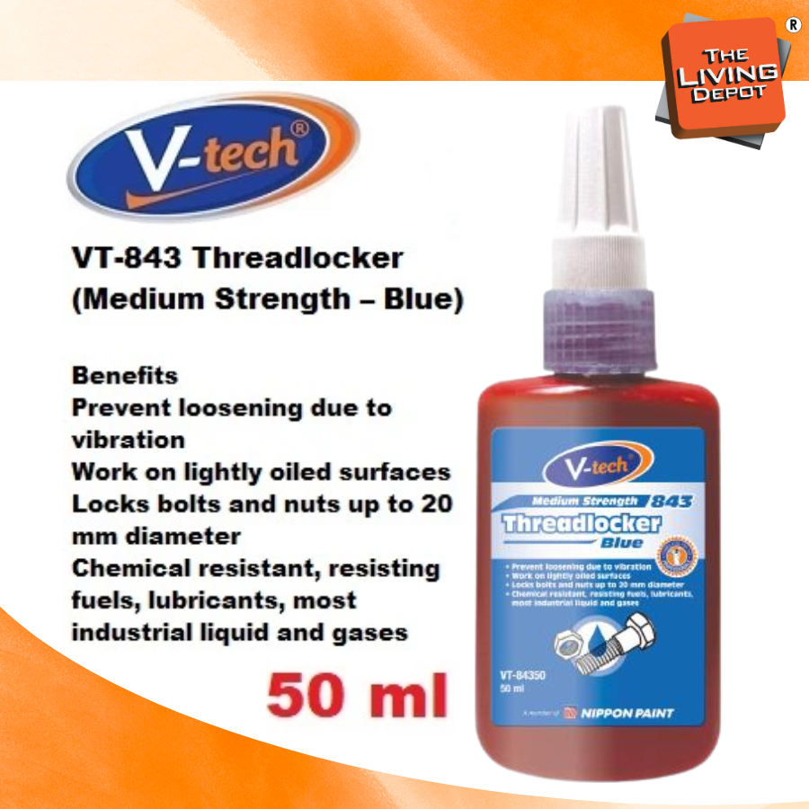 V-TECH Threadlocker 50ML/6ML (Medium Strength – Blue) VT-843 | Shopee ...