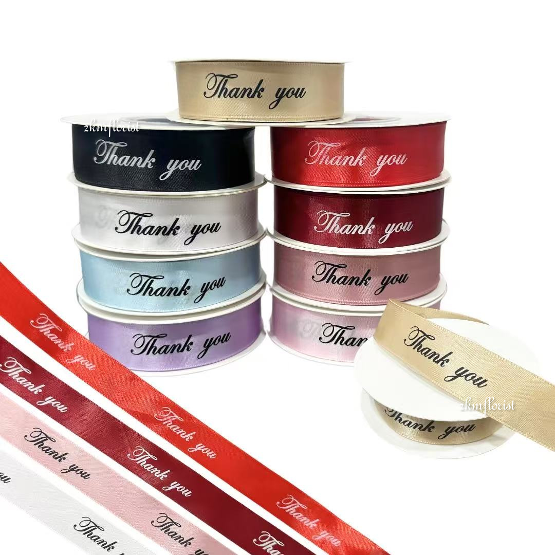 (22M) 2.5CM CLASSIC THANK YOU Ribbon Reben Riben Gift Satin Organza ...