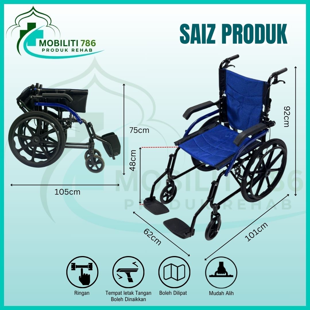 Kerusi Roda Manual (Lebar Tempat Duduk 18
