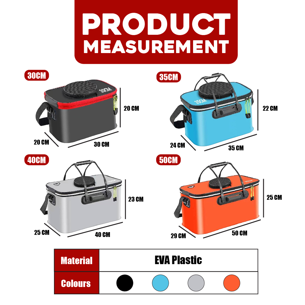 Folding Fishing Bucket Live Fish Bag Oxygen Pump Outdoor Sports Fishing ...