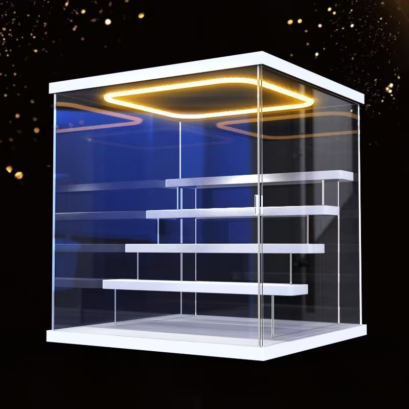 Display Box Clear Acrylic Display Case Stand with LED Light Storage Box ...