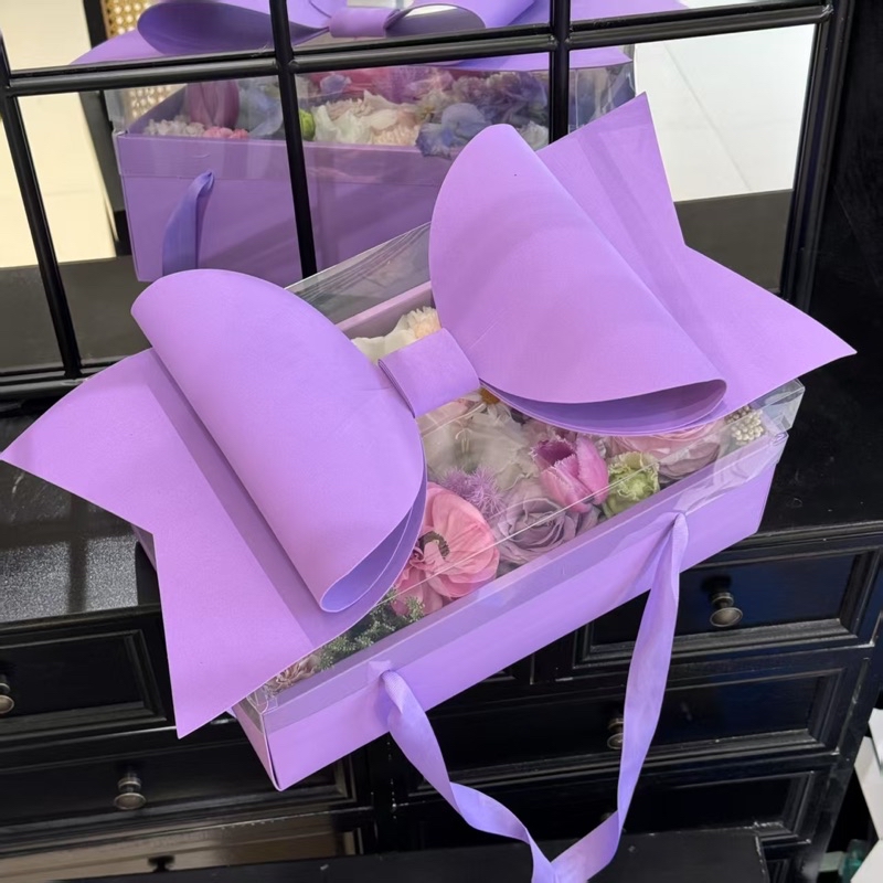 BIG ribbon box Korean PVC Fruits box | flower box|giant bow kotak gift ...
