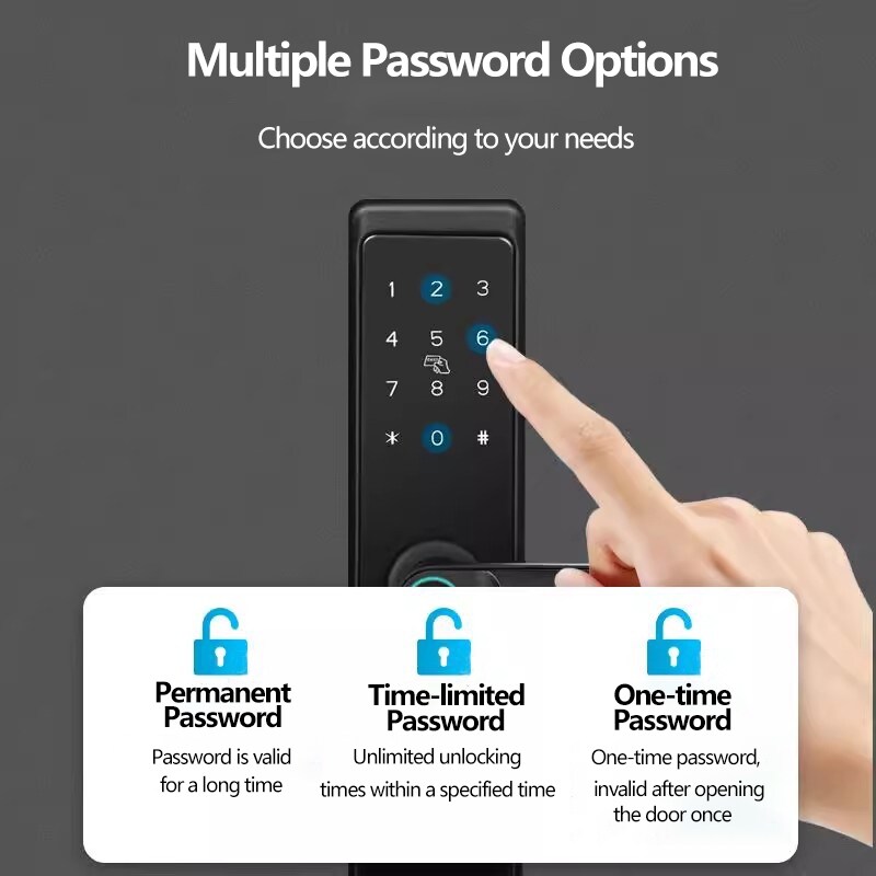 Smart Door Lock 4 in 1 Fingerprint Password Key Card Unlock Semi ...