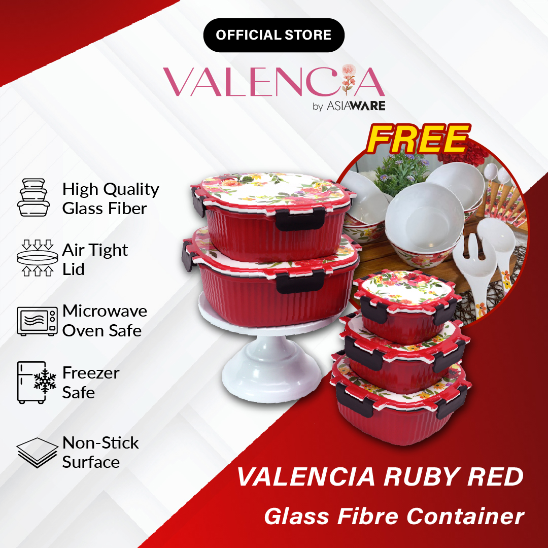 VALENCIA Ruby Glass Fibre Microwave Oven Container Melamine Bowl Plate ...