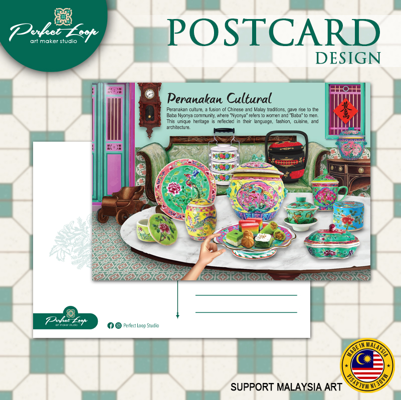Postcard Design Malaysia Traditional Peranakan Cultural Nyonya & Baba ...