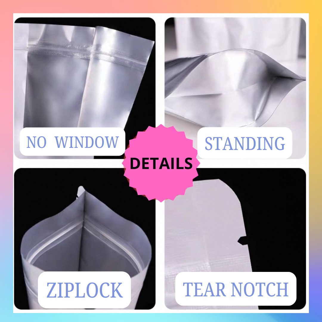 50pcs Aluminium Foil Zip Lock Stand Bag / Aluminium Standing bag ...