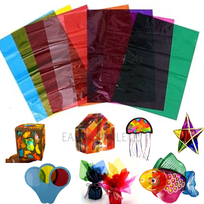 (1Pek) Kertas Kaca Warna Colors Cellophane Sheets Glass Paper Lantern ...