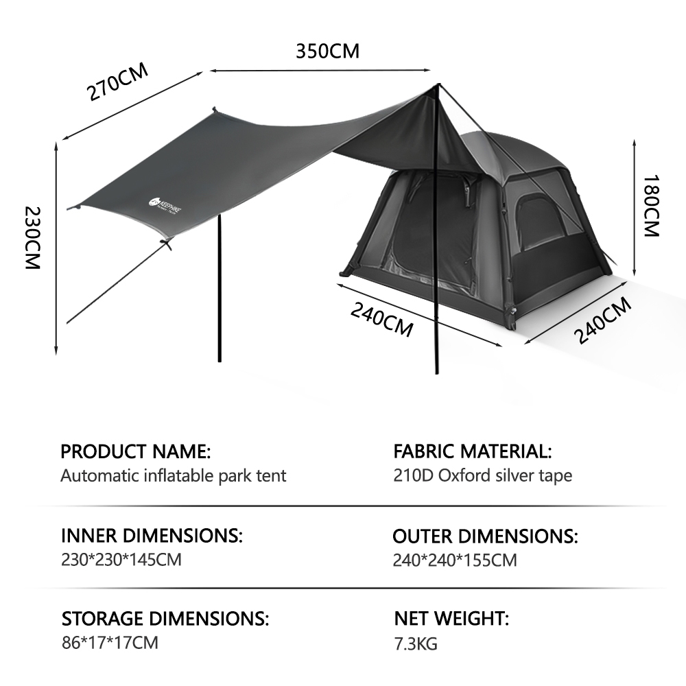 KEEPHIKE automatic inflatable park tent winter warm outdoor camping ...