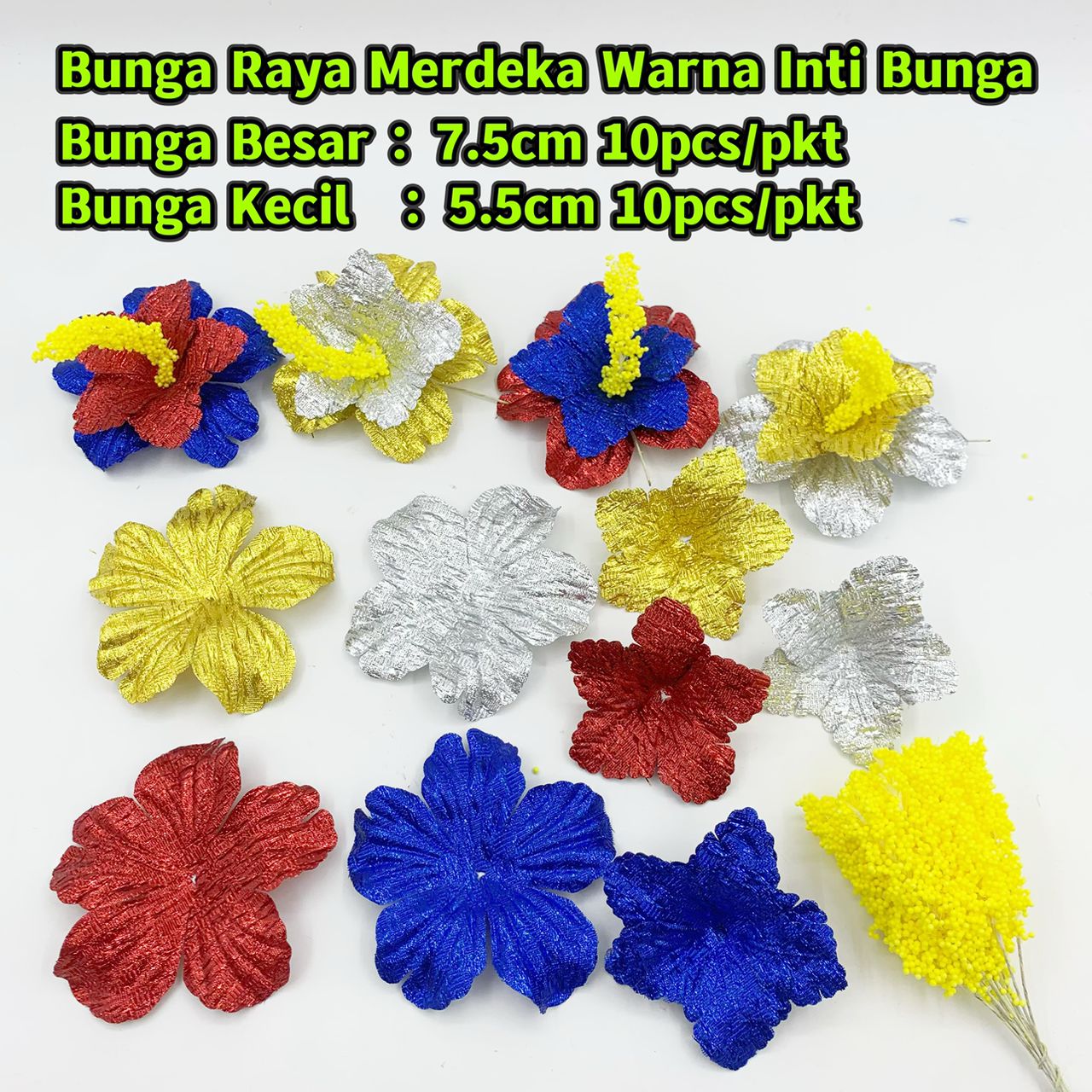 (10Pcs)Bunga Raya Hiasan/Bunga Emas/Bunga Silver/Bunga Merah/Bunga Biru ...