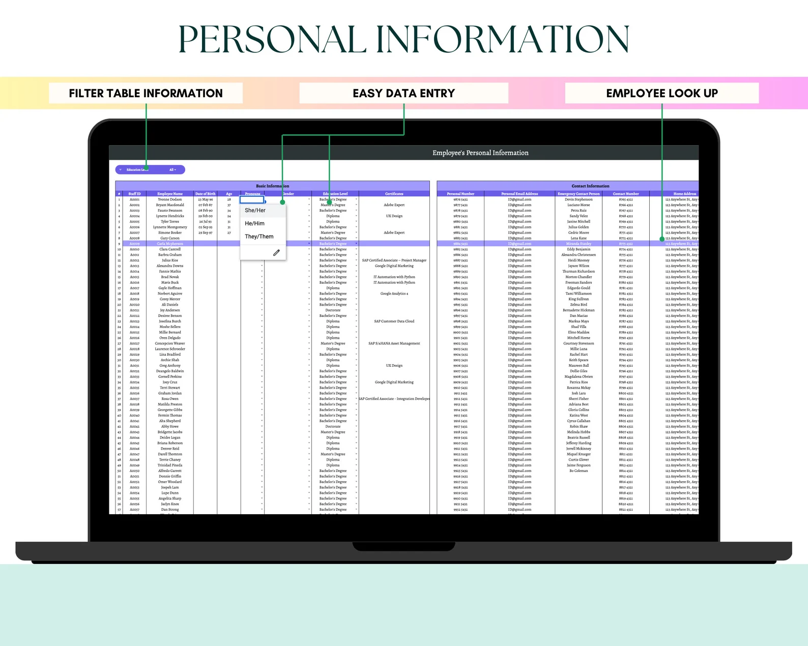 Employee Database & Turnover Analysis Report Spreadsheet HR Dashboard ...