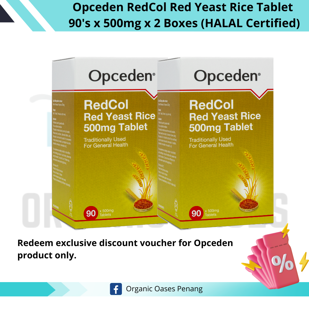 Opceden RedCol Red Yeast Rice Tablets 90's x 500mg (Twin Pack) EXP 07/ ...