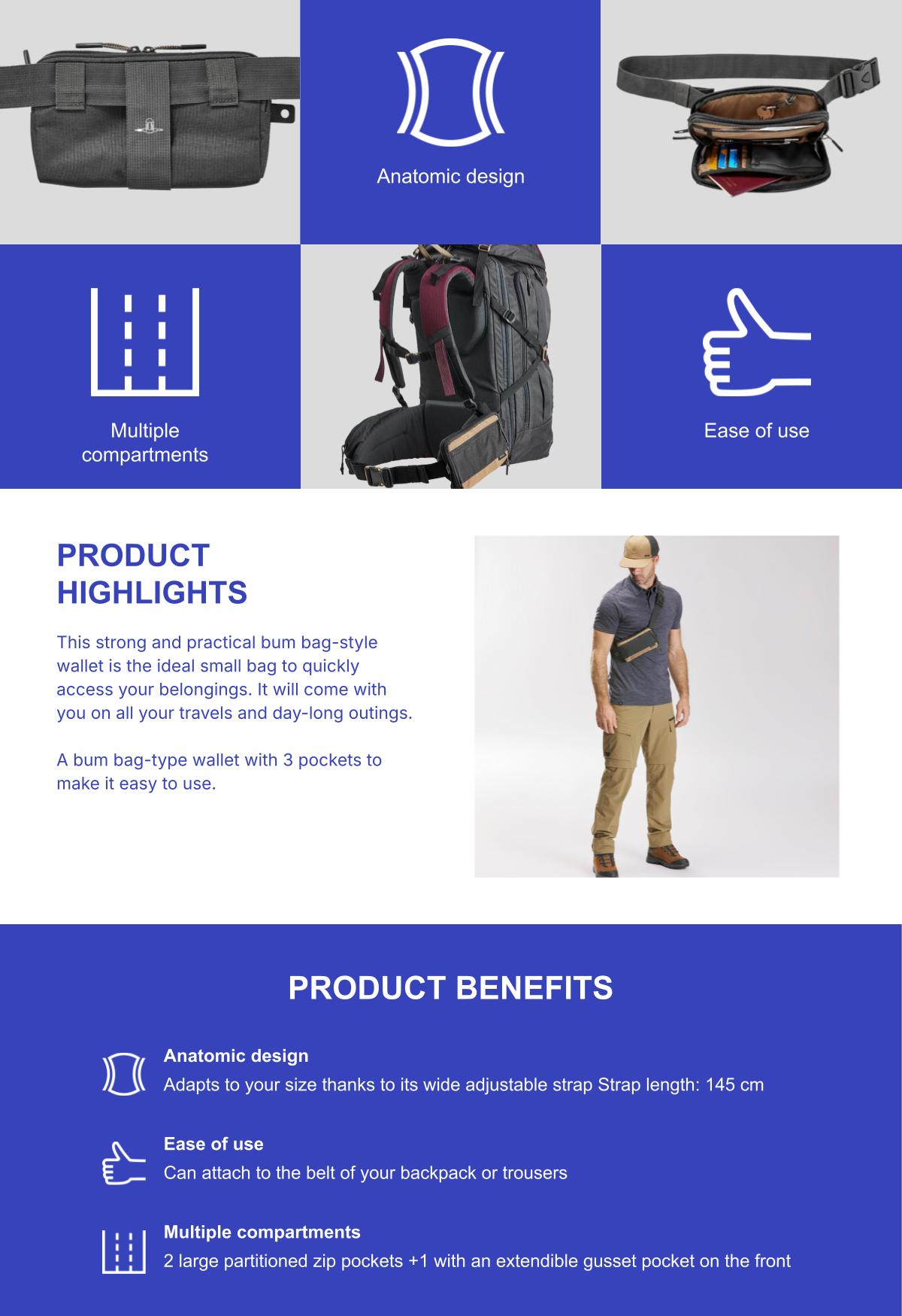 Decathlon Hiking/Trekking Belt Bag (Multi Compartments) Forclaz