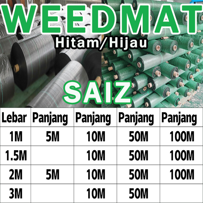 Weedmat Hijau Premium 5m/10m/50m/100m Penutup Rumpai Tahan Lasak untuk ...