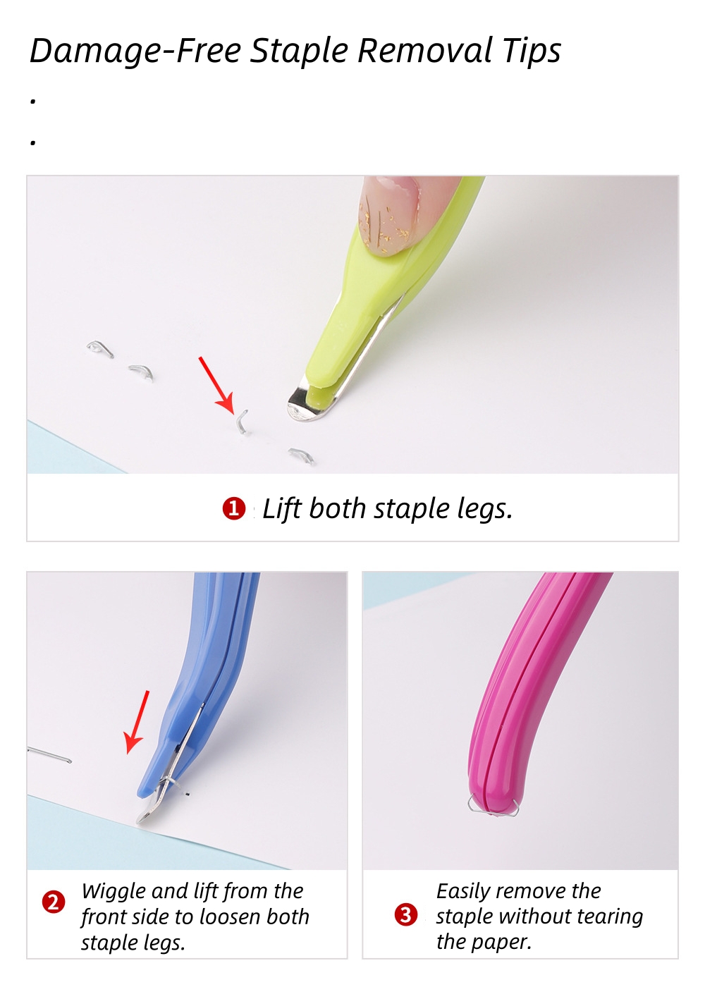 Creative Colourful Portable Pen Shape Less Effort Staples Remover ...