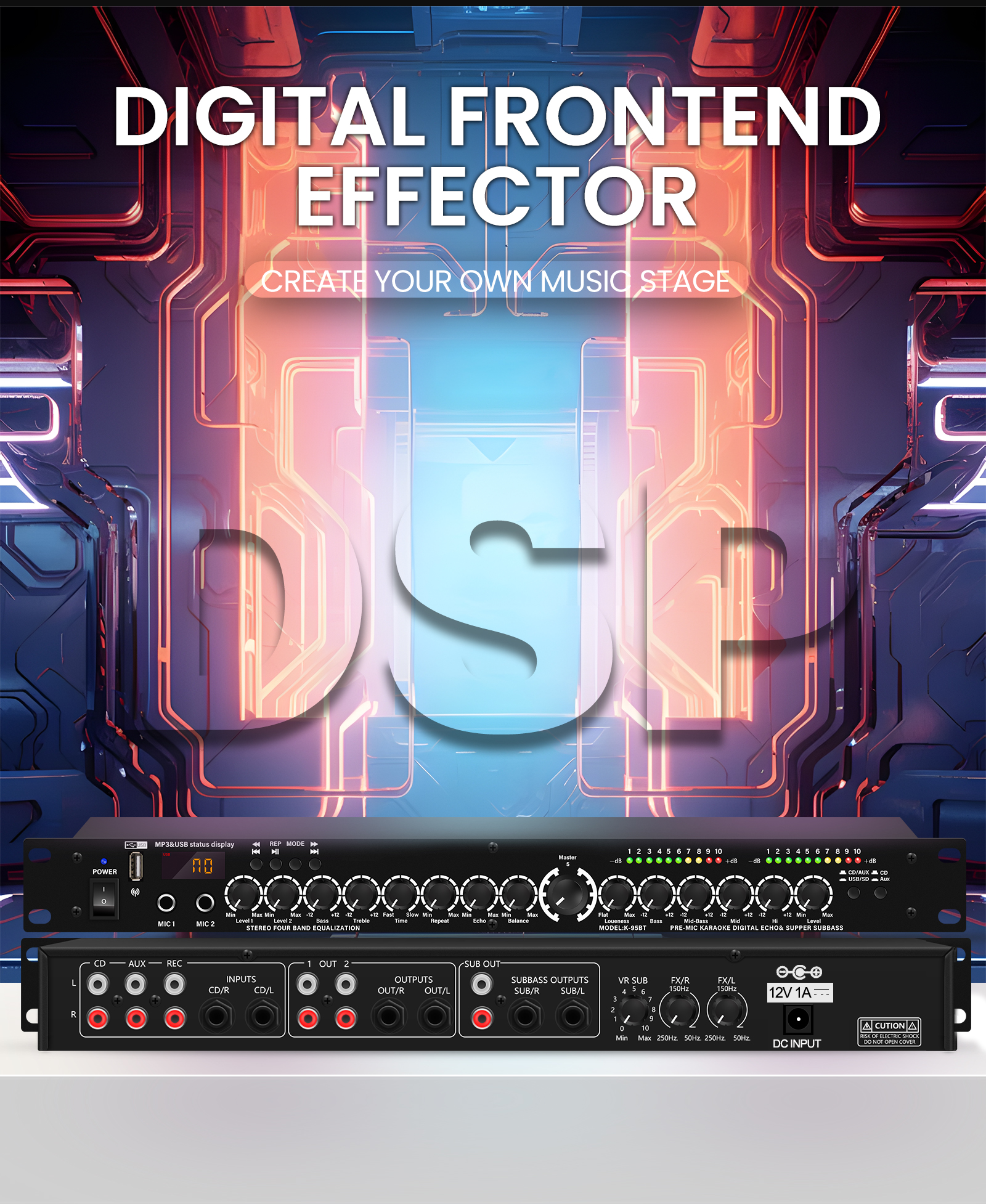 Professional KTV built-in DSP pre-effector front reverberator ...