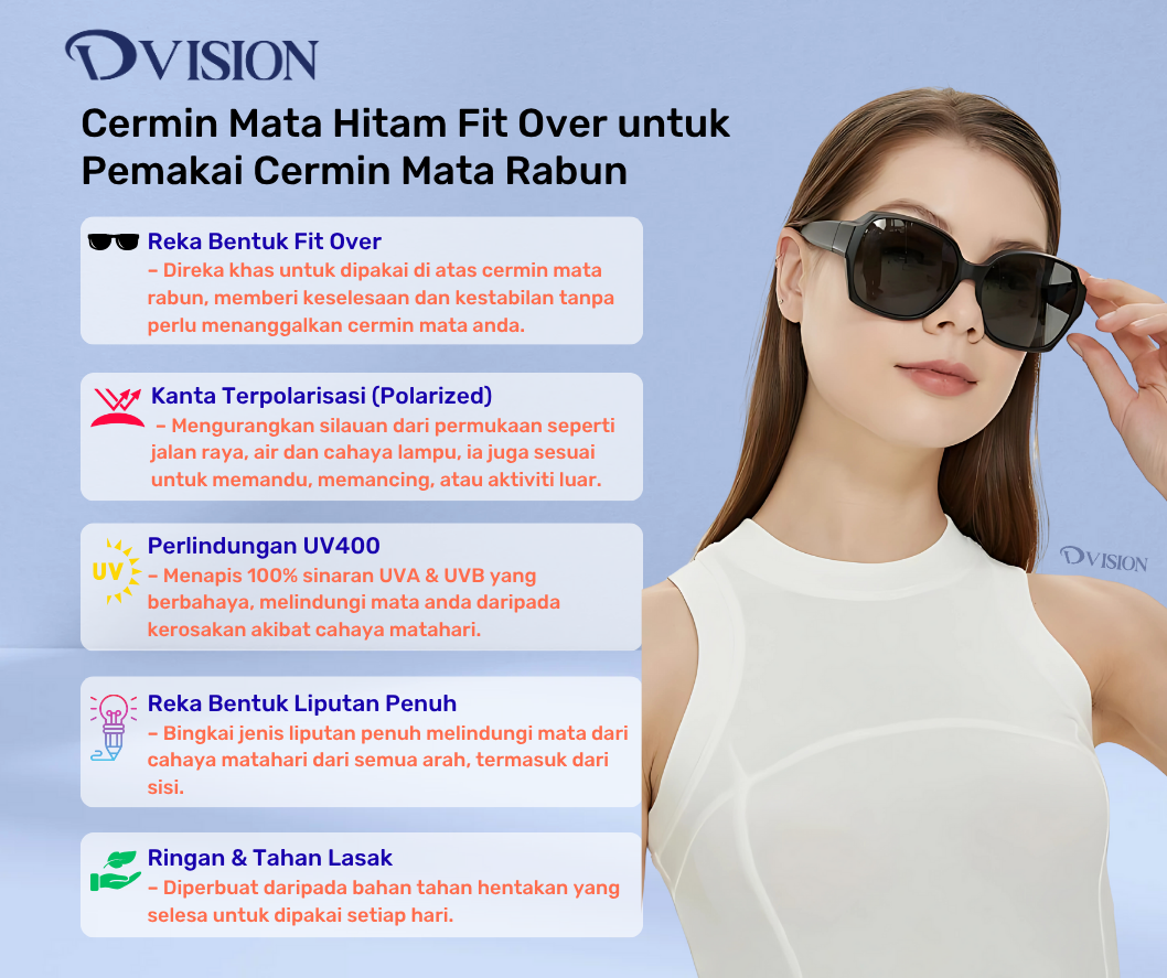 DVISION EYEWEAR Spek Mata Hitam Anti Silau Untuk Cermin Rabun Big Fit 