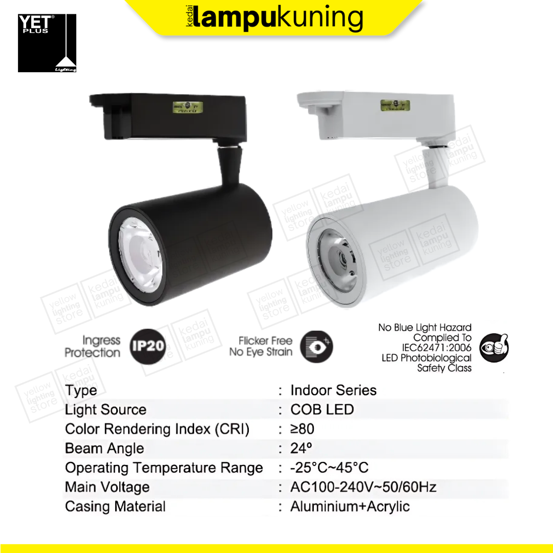[SIRIM] YETPLUS YE80 7W 12W 18W 30W White Black Aluminium Acrylic Track ...