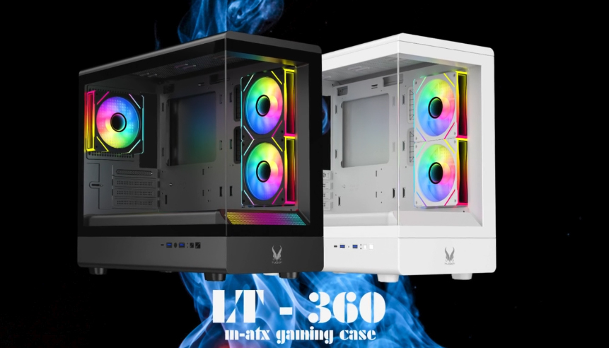 Invasion LT-360 M-ATX Gaming Casing -(Black/White)(With FlashLux Fans ...