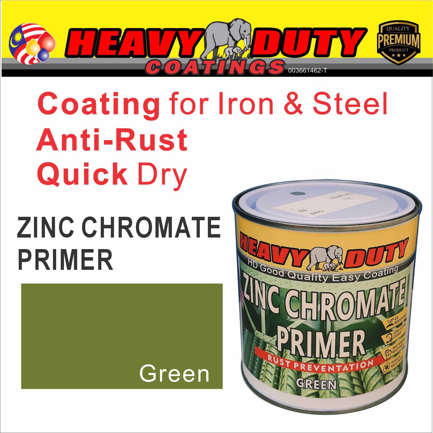 ( 5L ) HEAVY DUTY ZINC CHROMATE PRIMER ( GREEN COLOUR ) FOR METAL ...