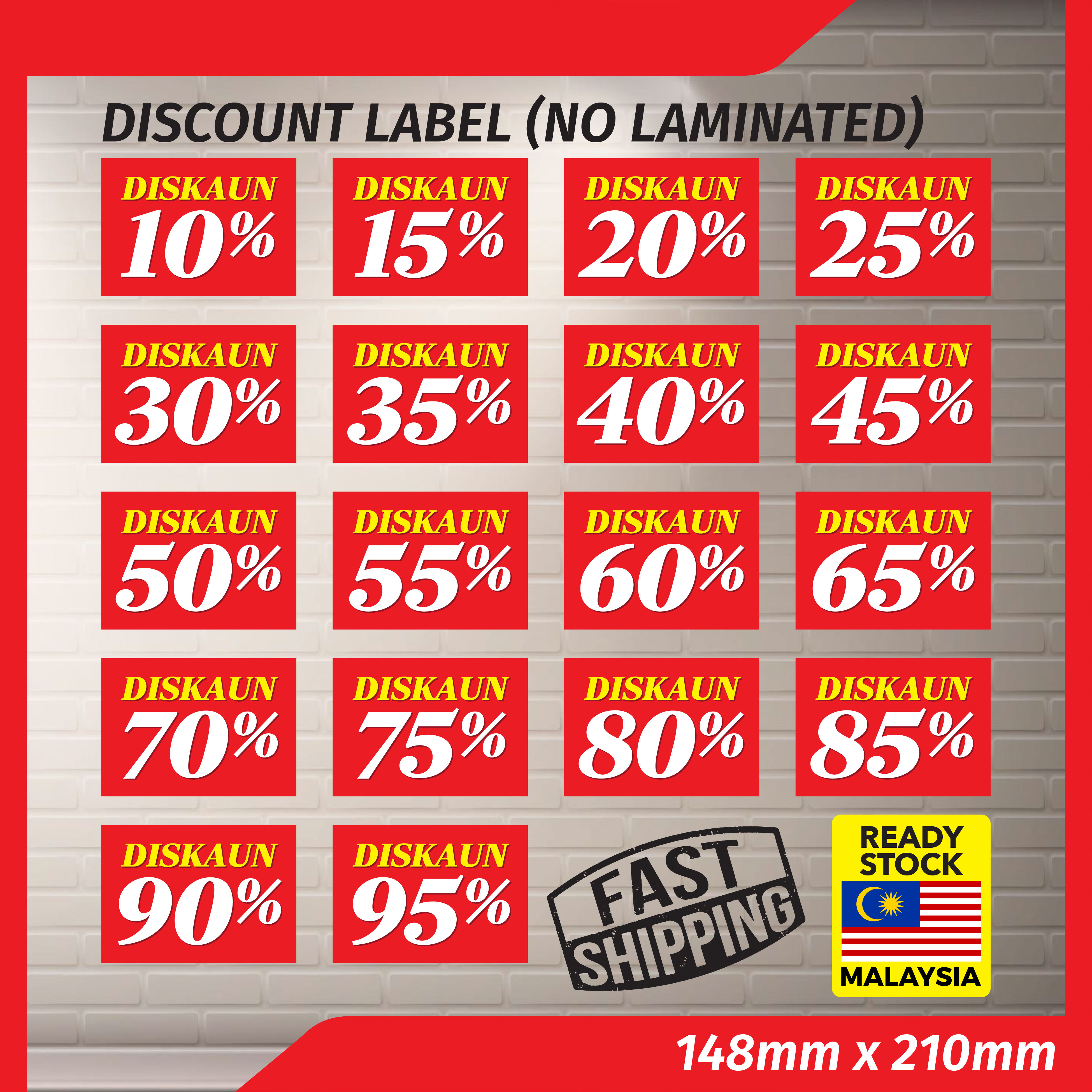 PRICE TAG for DISPLAY - NO LAMINATED Printed Sales Discount Card / Kad ...