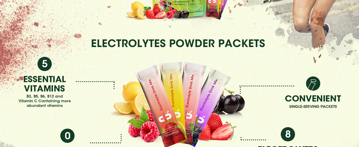 Electrolytes Powder Packets 16/32 Sticks，With Magnesium&Zinc&VitaminC ...