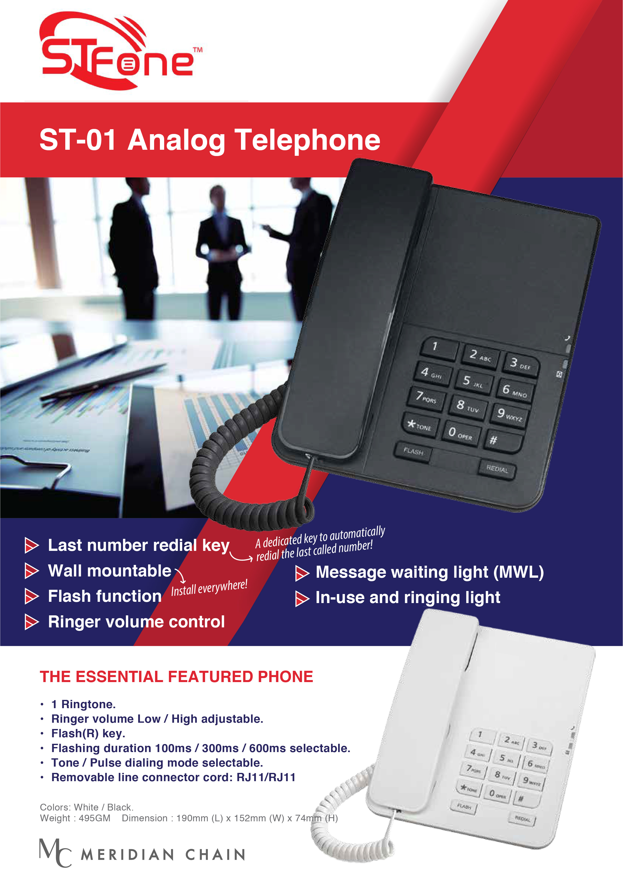 STFone ST-01 Single Landline Telephone (Home / Office Phone / TM line ...