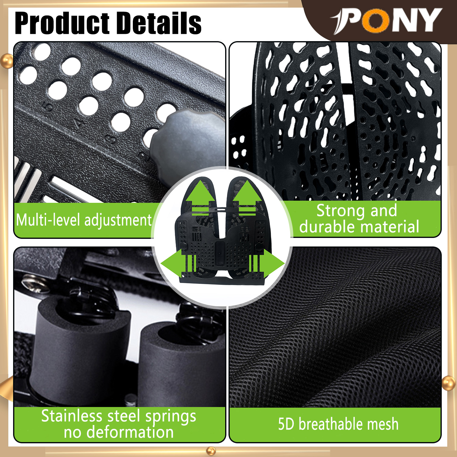Adjustable Breathable Ergonomic Back Pad Support Lumbar Massage Spinal ...