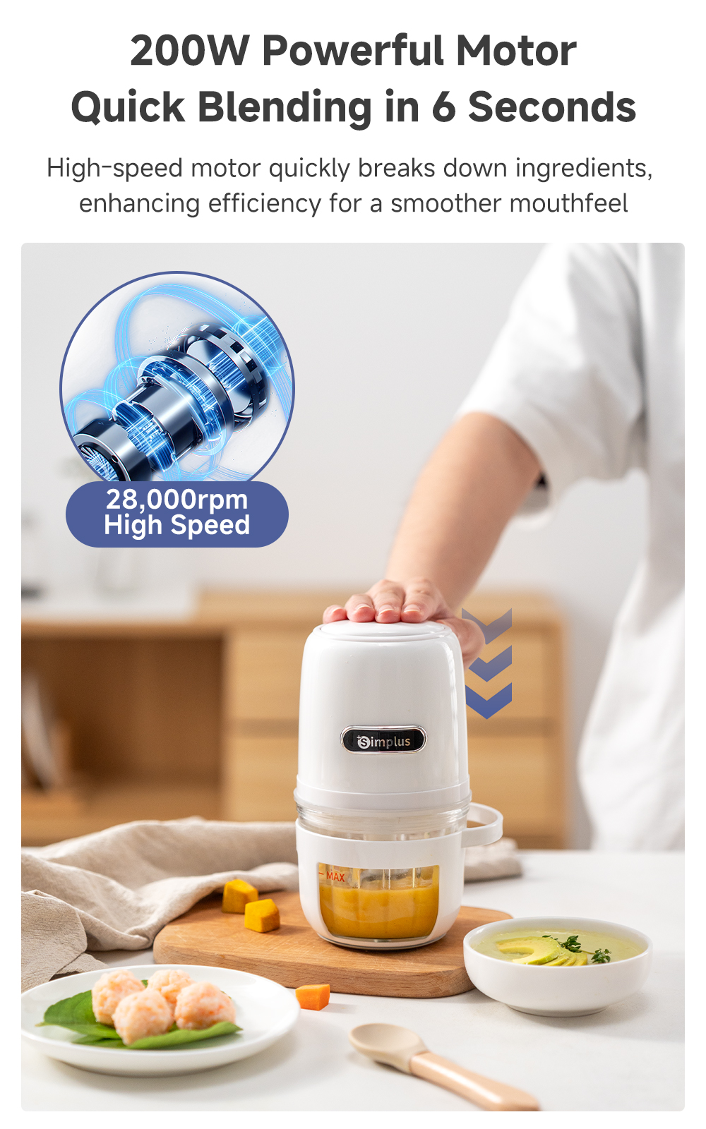 Simplus Baby Food Processor丨0.4L Mini丨304 Stainless Steel丨Food-Grade ...