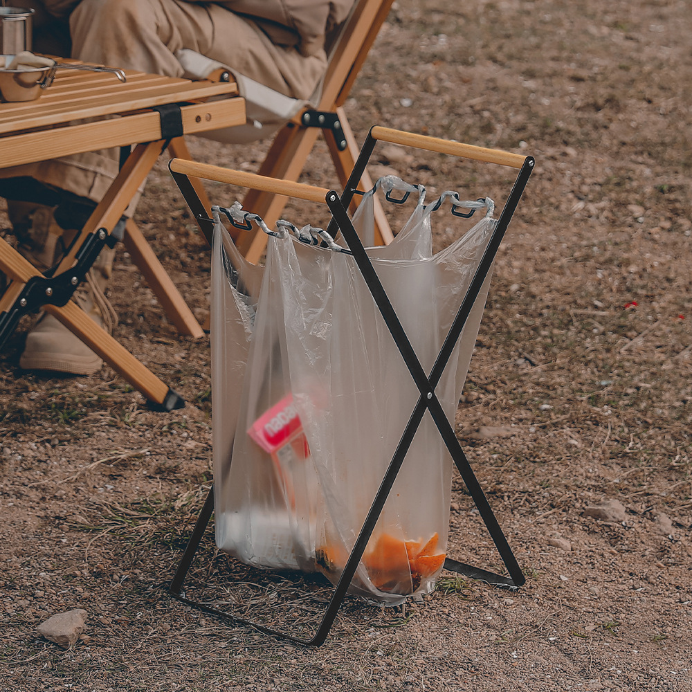 Outdoor Portable Garbage Rack Camping Trash Bag Holder Stand Iron ...