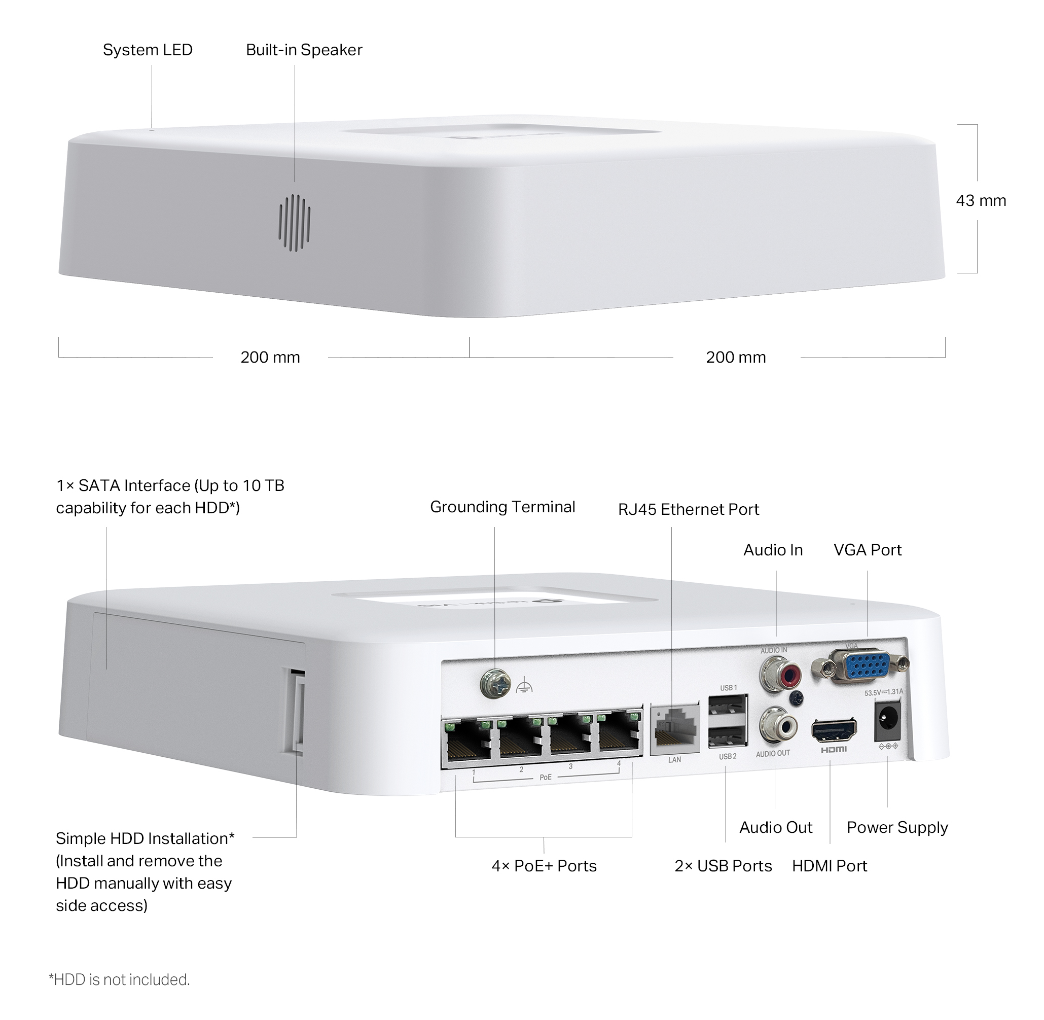 TPLink VIGI NVR1104H4P 4 Channel PoE NVR Network Video Recorder