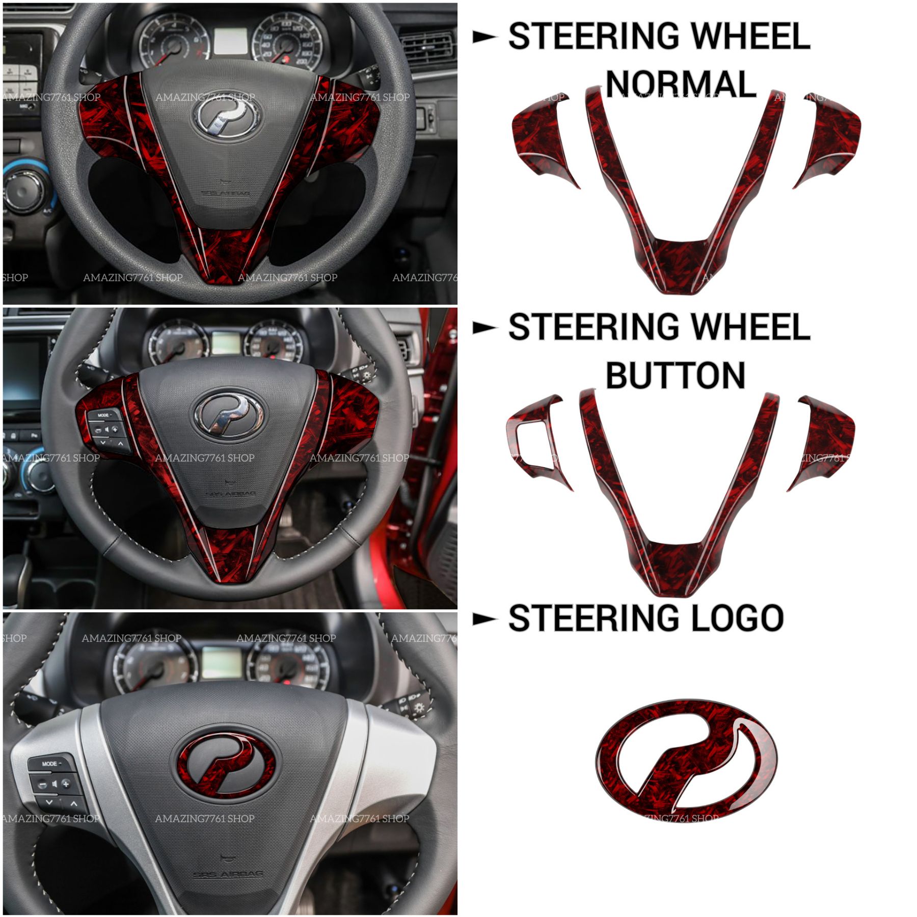 AMAZING PERODUA BEZZA 2016-2024 CAR RED FORGED CARBON SET INTERIOR ...