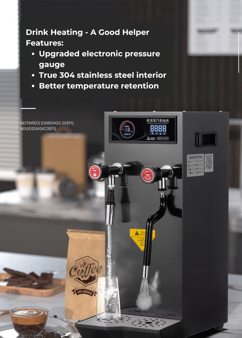 Commercial Steam Water and Milk Frother Machine - 3000W High Power ...