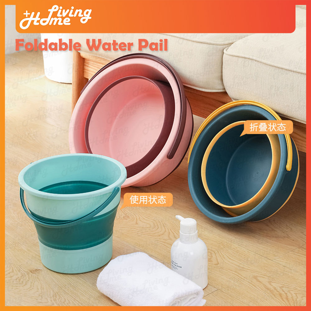 Plastic Foldable Water Pail Portable Water Bucket Baldi Air Lipat ...