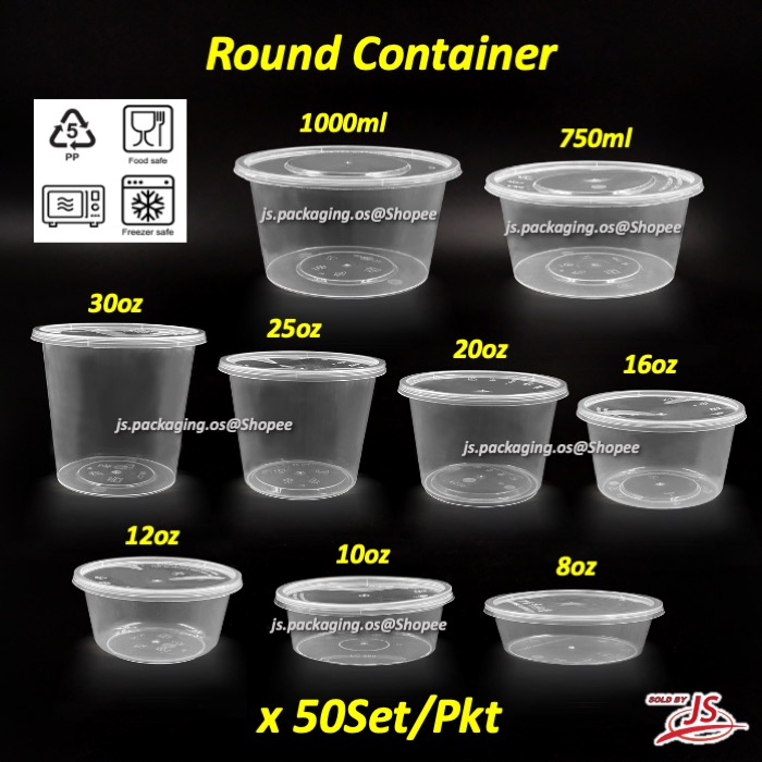 RC225 Microwaveable Round Food Container with Lid 8oz (50set/pkt) Bekas ...