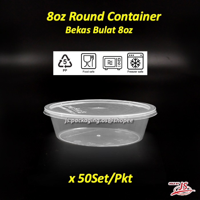 RC225 Microwaveable Round Food Container with Lid 8oz (50set/pkt) Bekas ...
