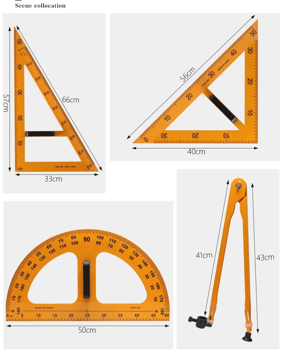 Large Geometry Ruler Compass Protractor Set Triangle Mathematical ...