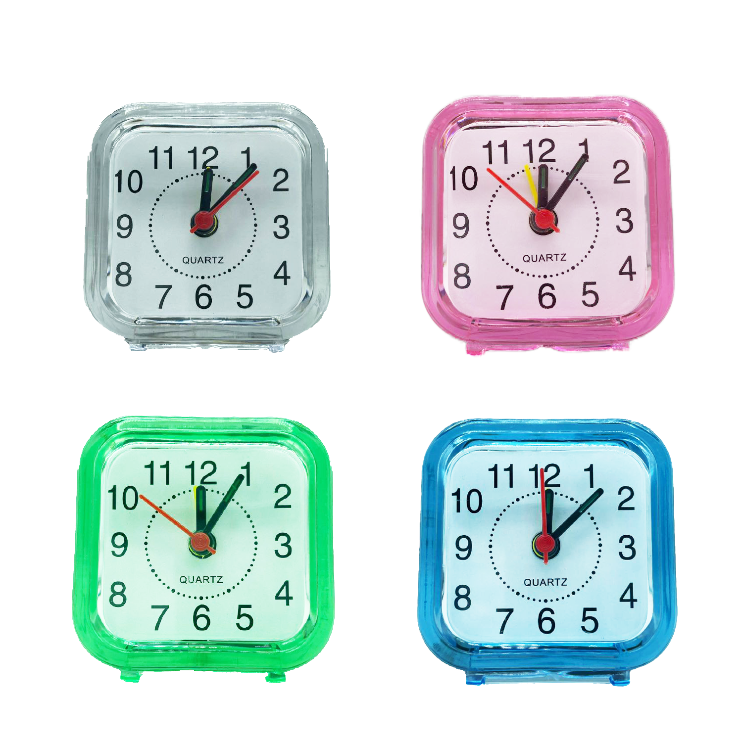Alarm Clock Square Portable Plastic Table Clock Battery Operated Bed ...